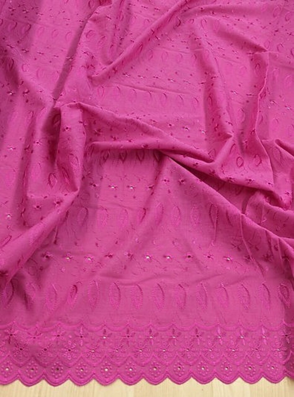 1 Yard Cotton Eyelet Fabric 44/45″ Wide PolyCotton Blend with Embroidered Floral Design